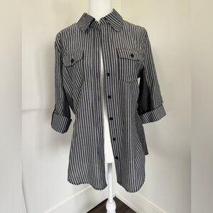 Ci Sono Black and White Striped Men's Shirt